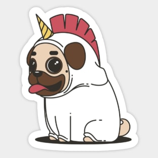 Pug Unicorn Sticker Design Cute Dog Sticker